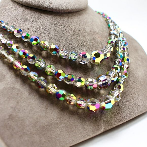 1960s Aurora Borealis 3-Strand Necklace - Picture 3 of 3